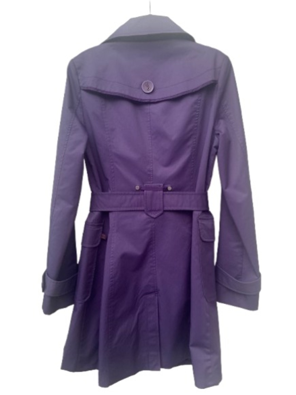 2XPOSE Purple Belted Trench Coat Jacket Medium Statement Buttons Mid-Length - Picture 3 of 11